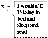  : I wouldnt! Id stay in bed and sleep and read